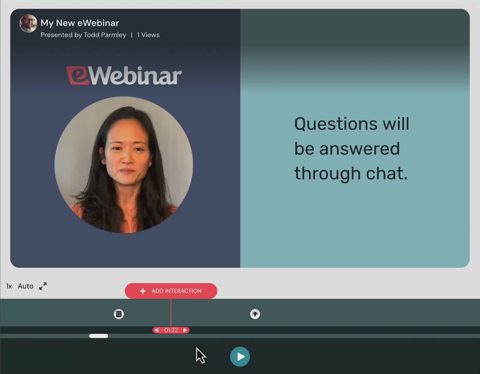 eWebinar screenshot: Webinar timeline editor