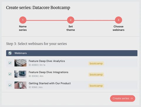 eWebinar screenshot: Create a webinar series