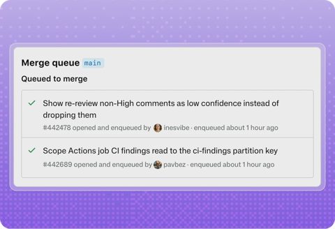 GitHub screenshot: Merge queue of pull requests