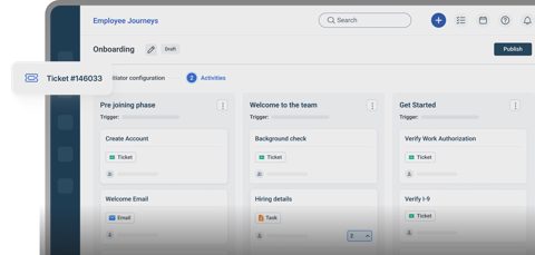 Freshservice screenshot: Employee onboarding journey builder