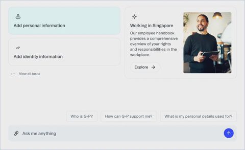 G-P screenshot: Gia assistant for employees