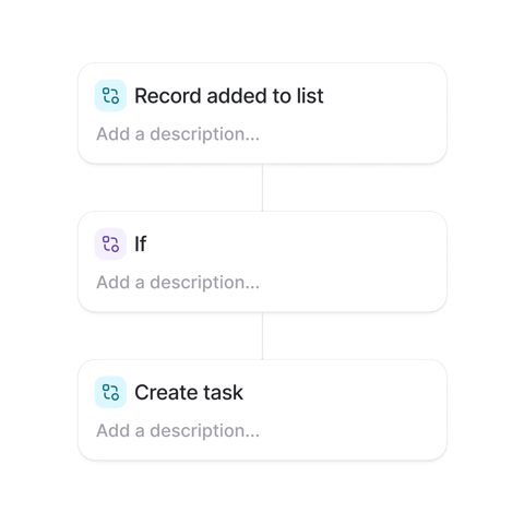 Attio screenshot: Workflow builder steps