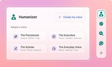 Grammarly screenshot: Voice selection panel