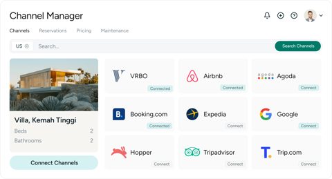 Guesty screenshot: Channel manager connections
