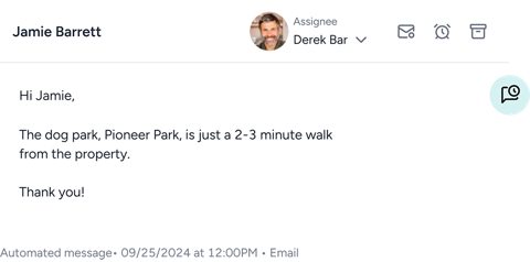 Guesty screenshot: Guest inbox message thread