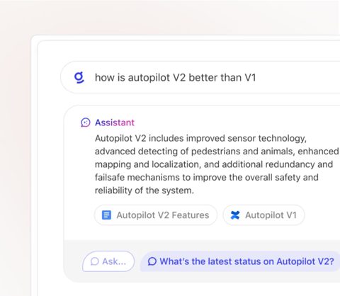 Glean screenshot: Assistant answering a product question