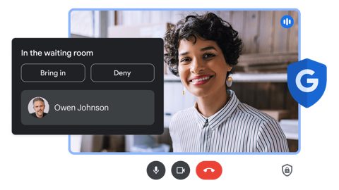 Google Meet screenshot: Waiting room admit controls