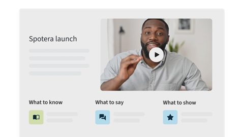 Highspot screenshot: Sales play with what to know, say and show