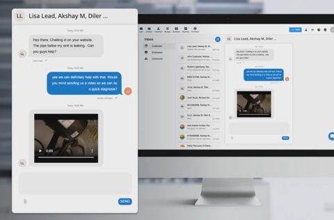 Housecall Pro screenshot: Customer inbox with chat