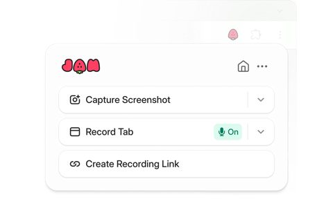 Jam screenshot: Browser extension capture menu