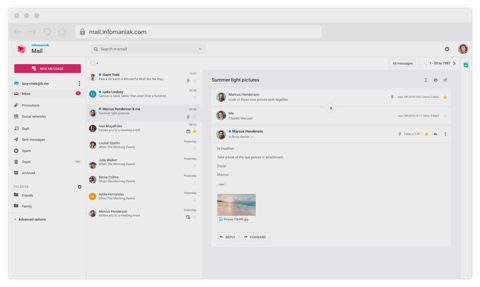 Infomaniak kSuite Pro screenshot: Webmail inbox with message preview