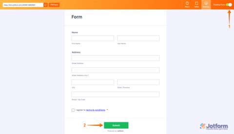 Jotform screenshot: Form preview