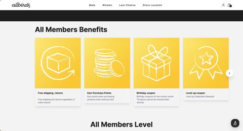 Joy Loyalty screenshot: Storefront member benefits page
