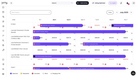 Jurny screenshot: Multi-property booking calendar