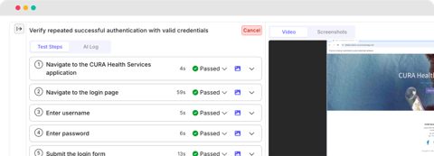 Katalon screenshot: Test run steps with video