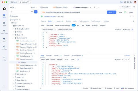 Apidog screenshot: Debugging a request with auth and body