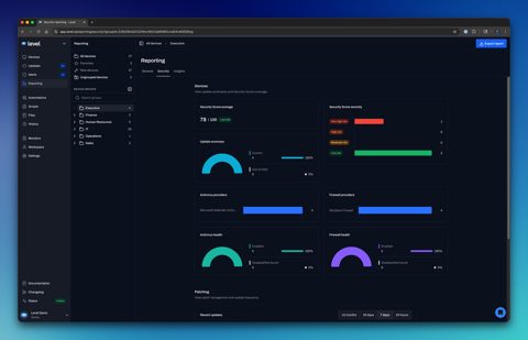 Level screenshot: Reporting dashboard