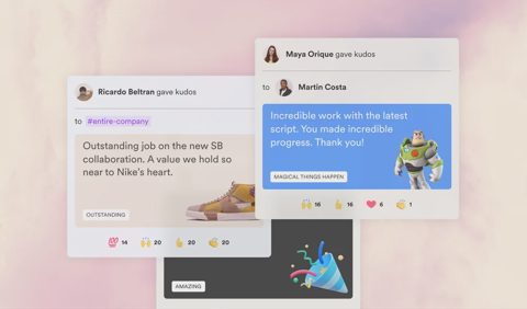 Matter screenshot: Peer recognition kudos feed
