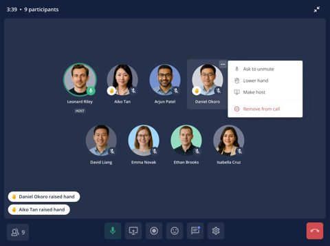 Mattermost screenshot: Audio call with participants
