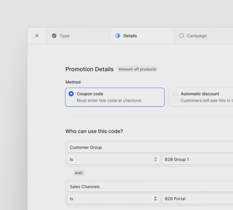Medusa screenshot: Promotion setup form