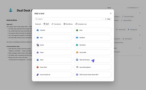 Microsoft Copilot Studio screenshot: Adding a tool to an agent