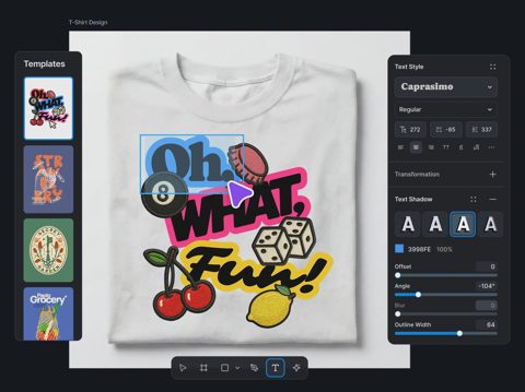 Kittl screenshot: Design editor with text styling