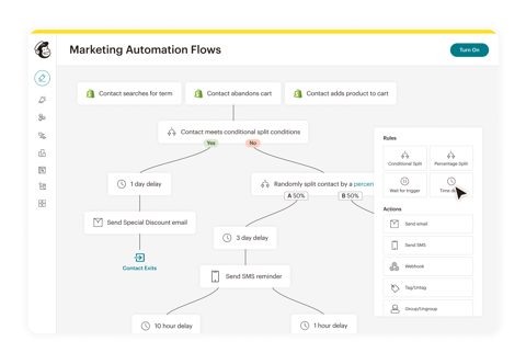 Mailchimp screenshot: Marketing automation flow builder